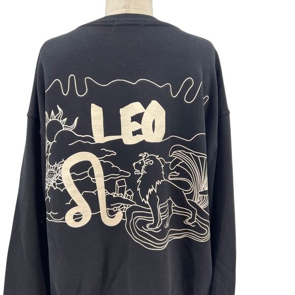 Good American Boyfriend Pullover Sweatshirt Leo Zodiac Sign Black Size 3 Large - Picture 9 of 13
